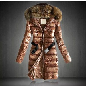 Womens Long Down Coat Puffer with Faux Fur Collar